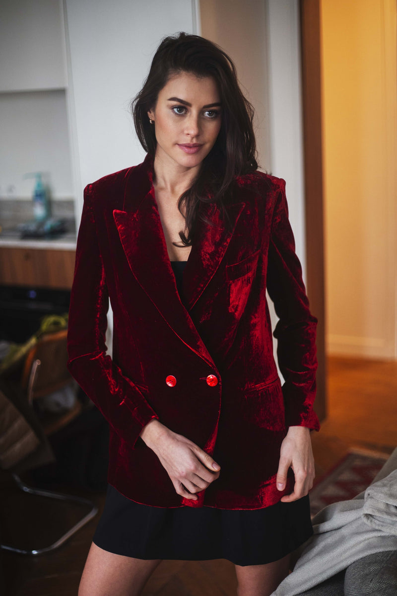Louise Velvet Jacket - Moulin Rouge Red – LA JAQUETTE