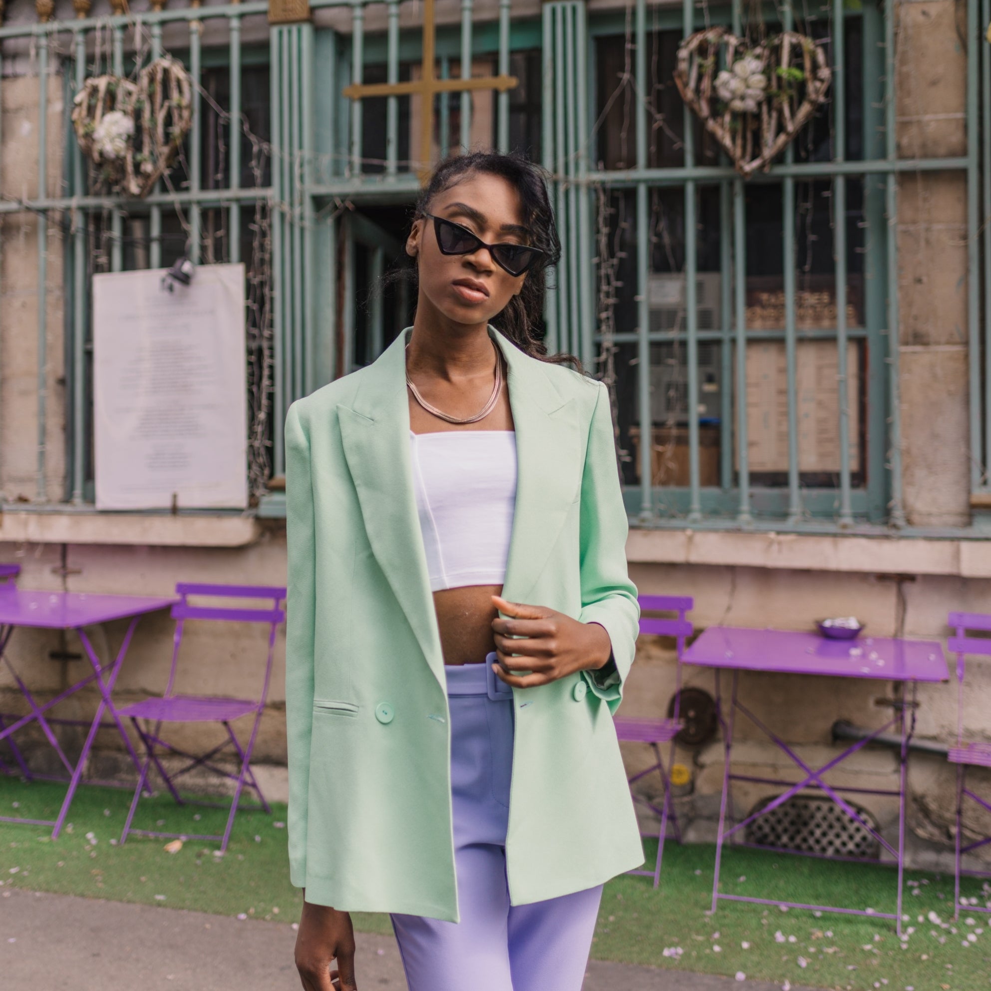 what colour jacket to wear with mint green dress Mint Green Dress with Open Sleeves and Waist Detail