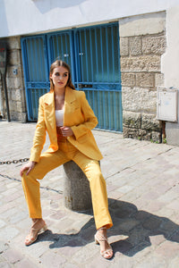 Zoe Pants in linen - Yellow Tuileries