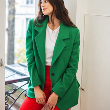 Charger l'image dans la galerie, Blazer Oversize Mathilde en laine - Vert de Lyon
