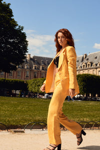 Zoe Pants in linen - Yellow Tuileries