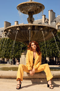 Zoe Pants in linen - Yellow Tuileries