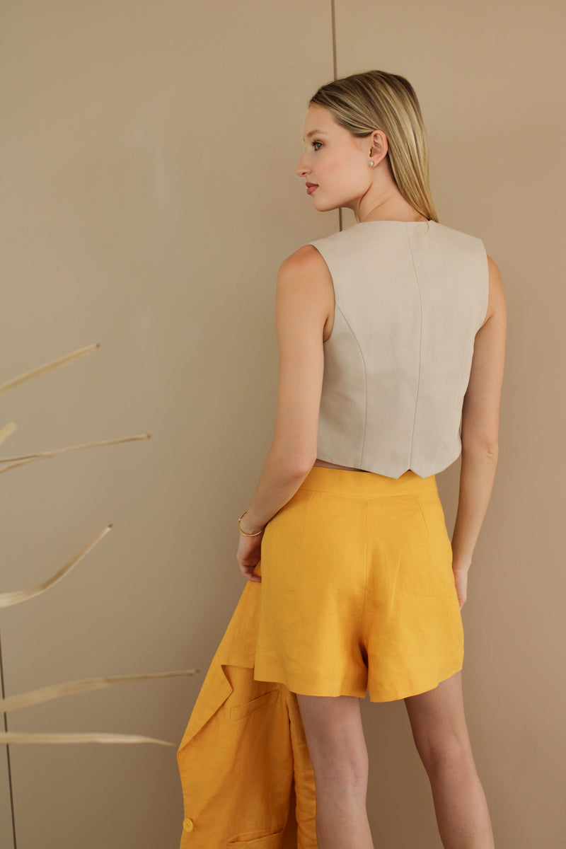 Short en lin Constance - Jaune Tuileries – LA JAQUETTE