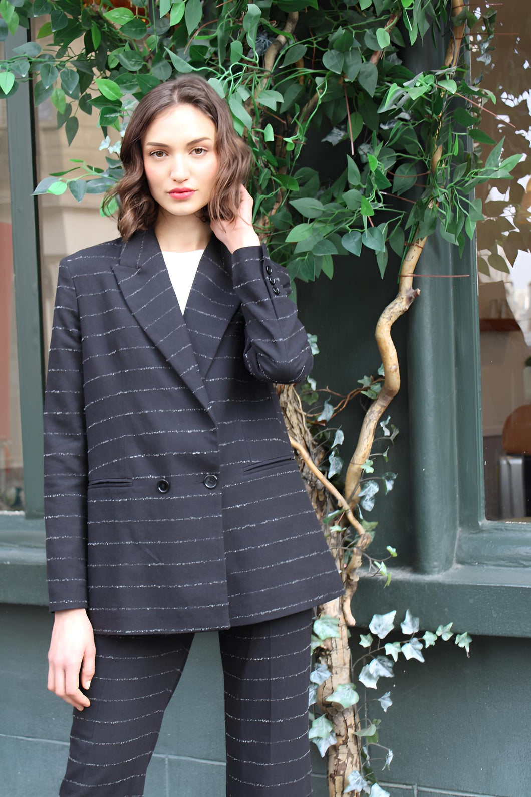 Louise Jacket - Black Saumur with stripes