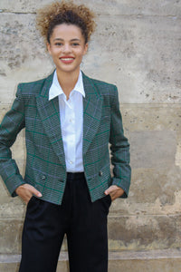 Victoire short jacket - Green checked l'île Saint-Louis
