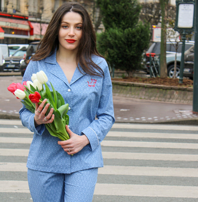 Blue cotton pajamas