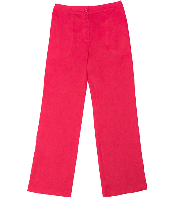 Pantalon rose fuchsia en lin